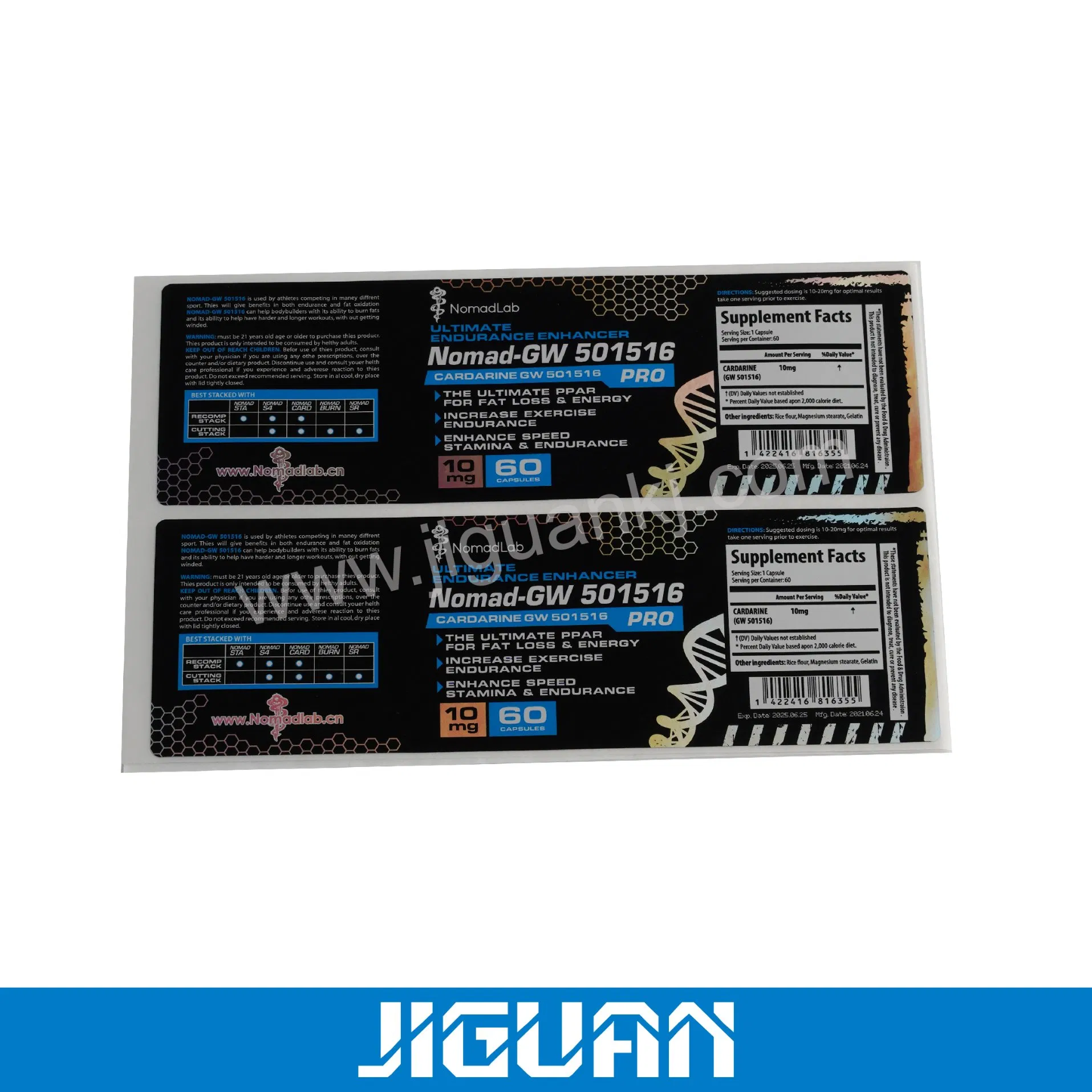 Custom Printing Self Adhesive Pill Bottle Medical Hologram Pet Pharmaceutical Peptide Steroid Oral Tablet 2ml 10ml 15ml 20ml 30ml Vial Sticker Labels