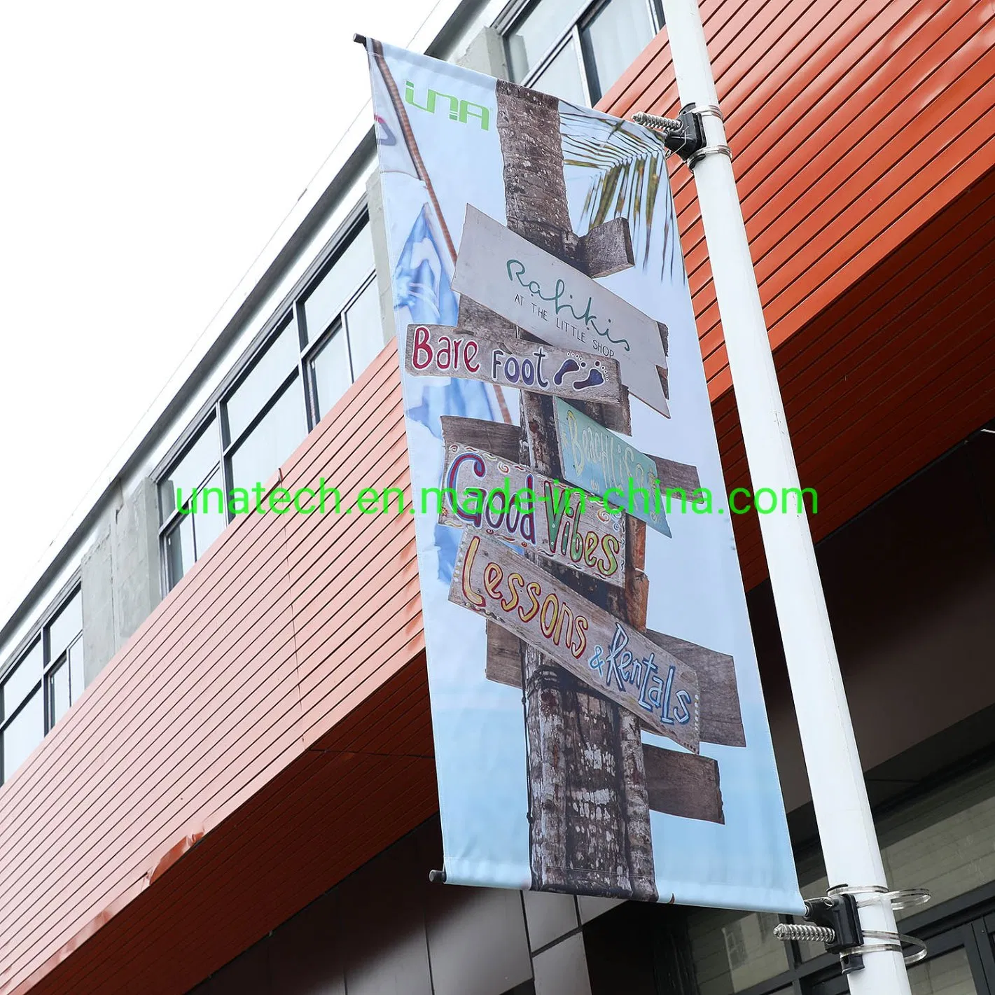 Metal Street Pole Advertising Printing Banner Holder Flex Saver Image System
