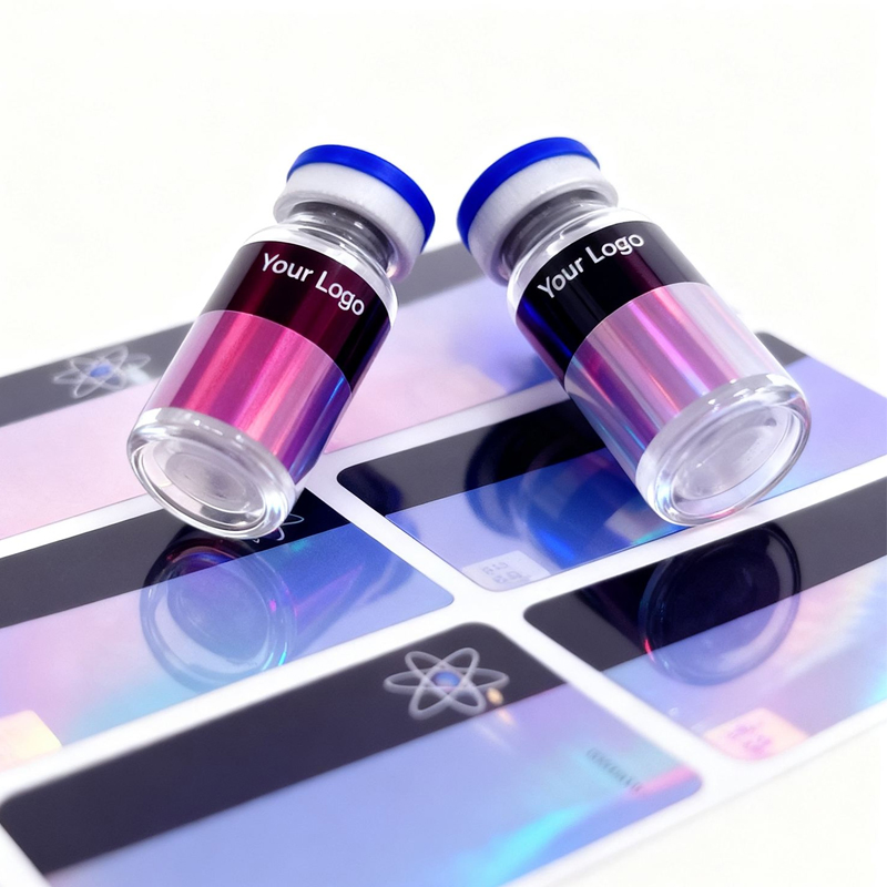 Custom Pharma Labs Hologram Pharma Use 3ml 10ml Vial Sticker Peptide Vial Labels and Boxes for Supplement Bottle or Fitness Product Use