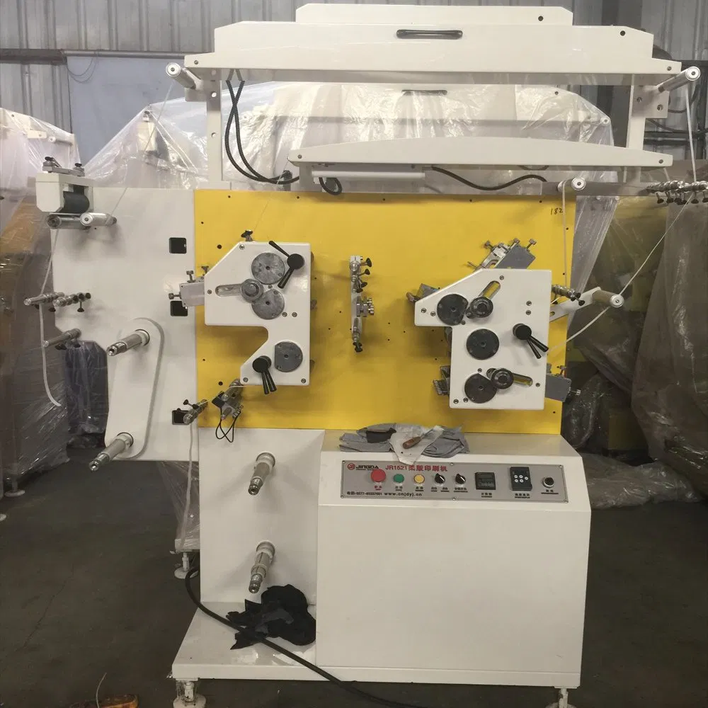 Jr-1521 Mini Size Desktop Satin Ribbon Garment Care Label Flexo Printing Machine Front 2 Color Back 1 Color for Polyester Nylon Taffeta, Cotton Tape