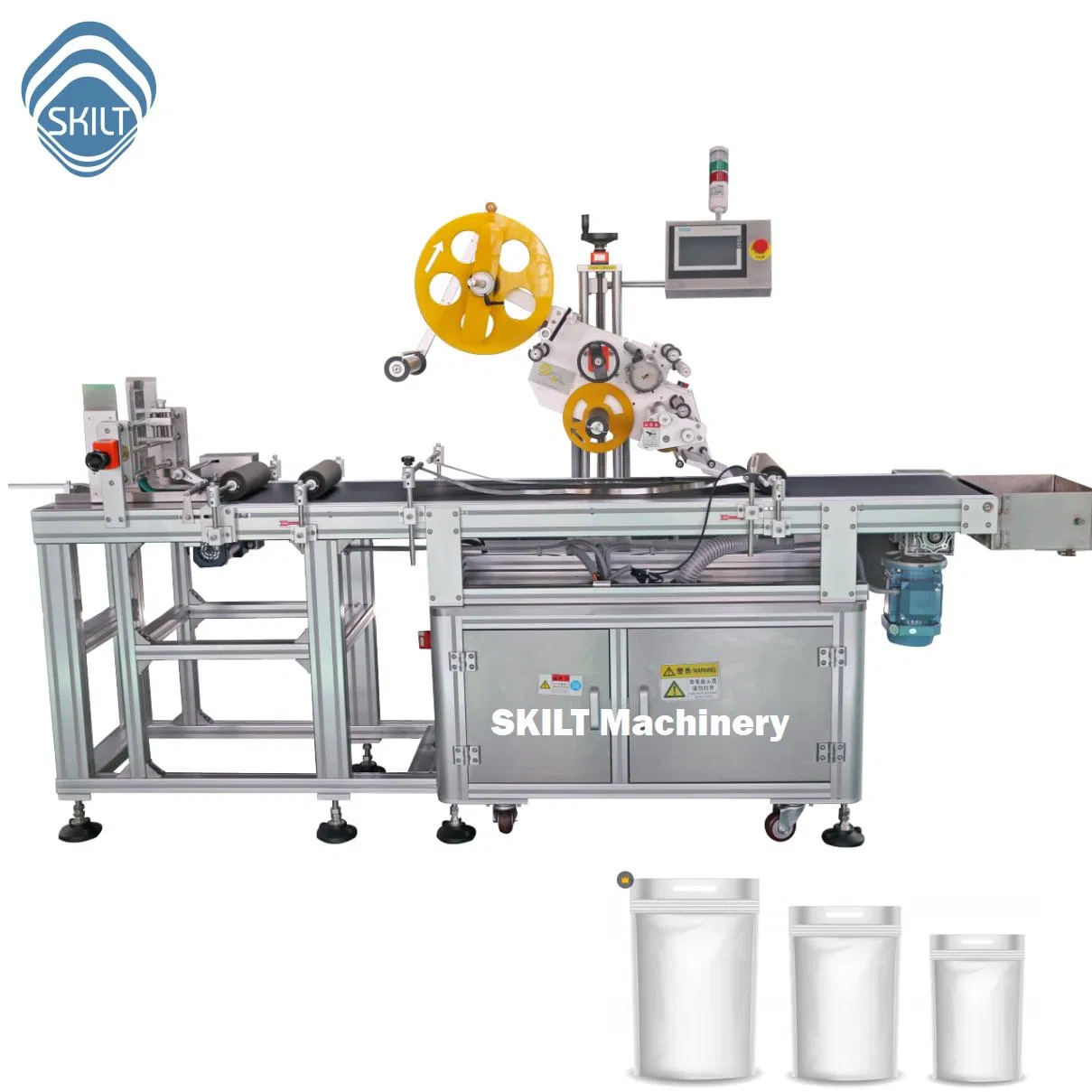 Precision Pouch Labeler and Bag Paging Label Applicator System