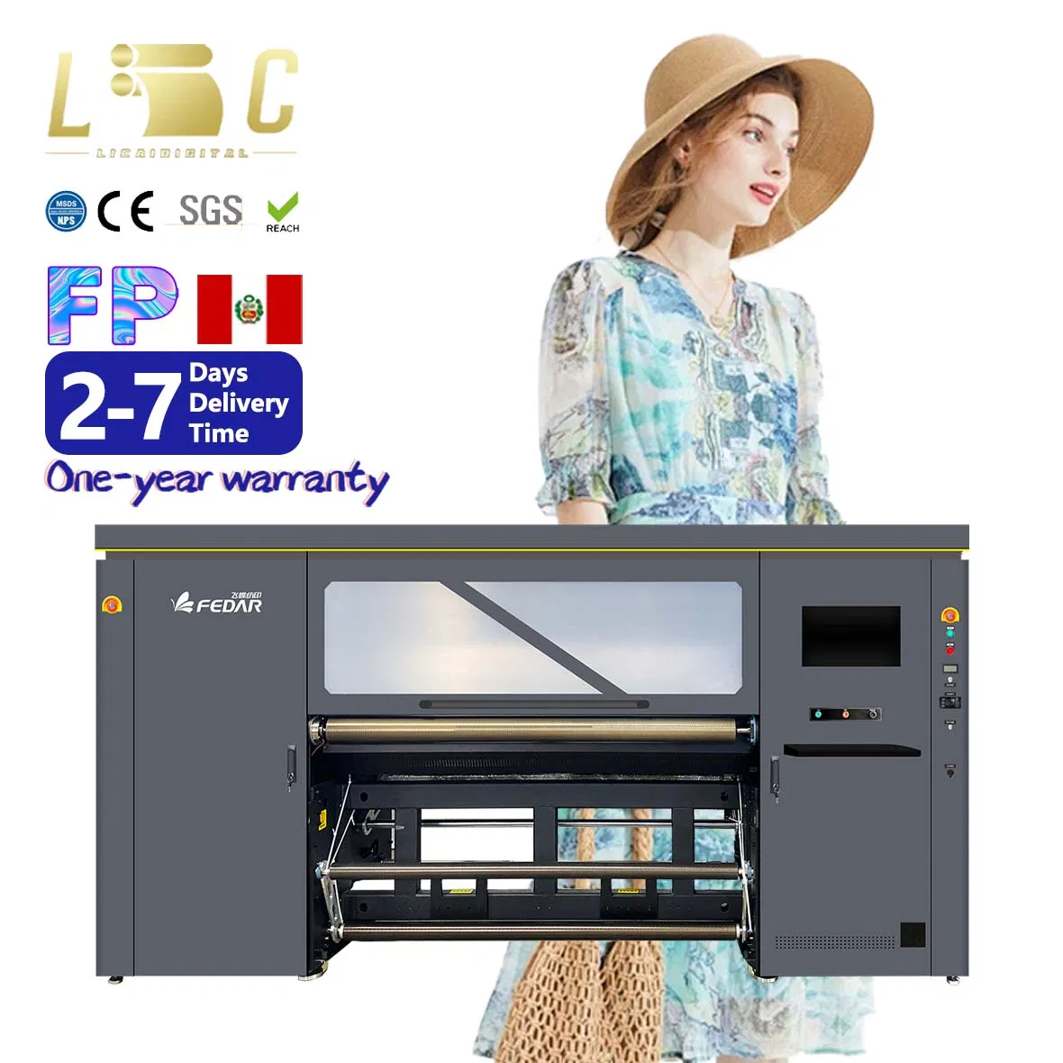 Licai Digital Industrial Inkjet Dye Sublimation Fabric Printing Textile Garment Roll to Roll Printer Machine