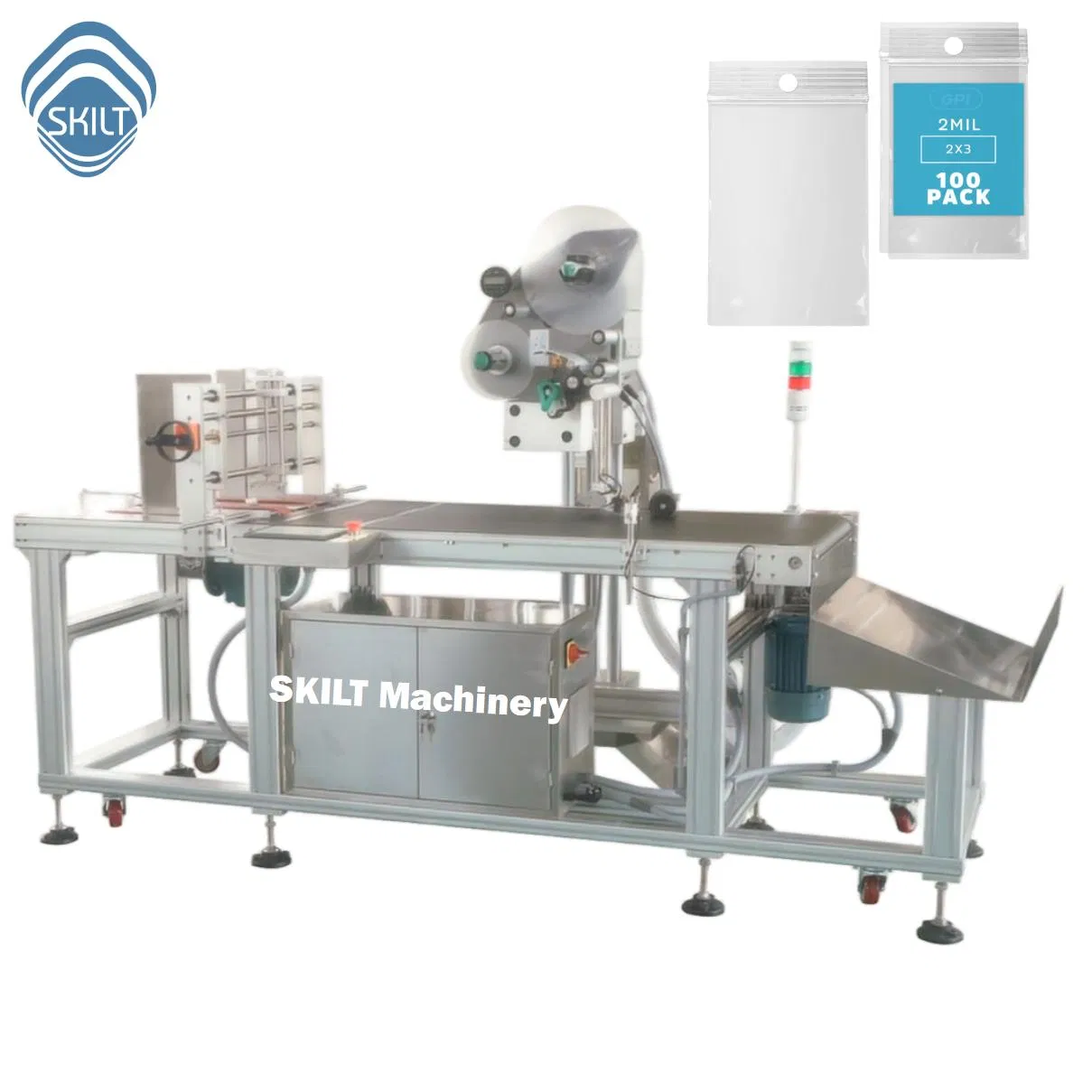 Precision Pouch Labeler and Bag Paging Label Applicator System