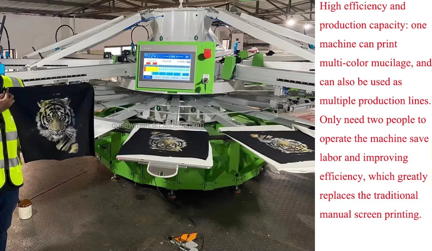 CE Certified 8 Color Automatic Rotary 12 Station Screen Printing Machinery Silk Screen Printer Multi-Color Printing Machine for Garment