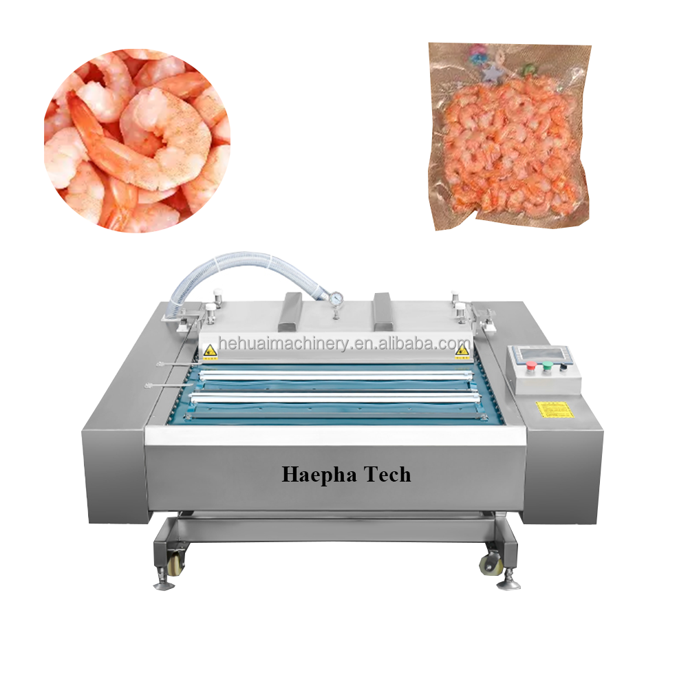 The Continuous Rolling Vacuum Packaging Machine Is Used for Packaging Shrimp Meat and Crab Sticks.