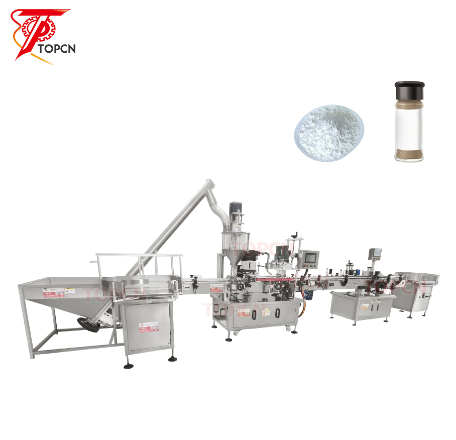 Auger Filler Spices Chili Coffee Milk Powder Jar Automatic Bottle Screw Powder Filling Machine Capping Labeling Packing Line