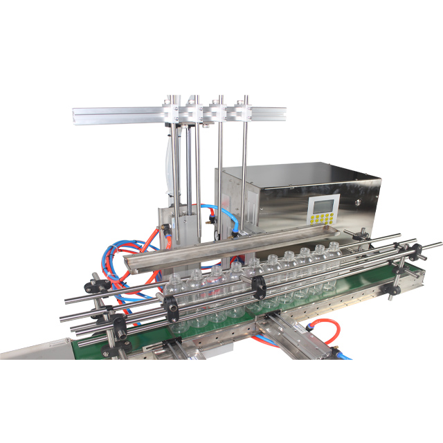 Milk Water Chemical Liquid Juice Soap Bleach Detergent Foam Glass Jar Bottling 4 Nozzles Automatic Liquid Filling Machine