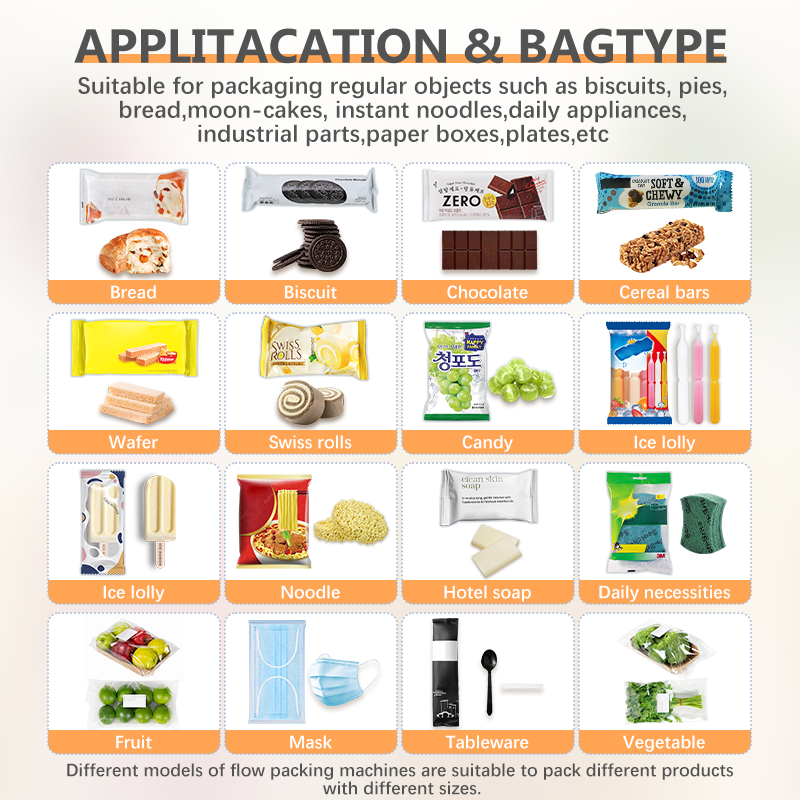High Speed Automatic Horizontal Flowpack Pillow Cookie Packaging Machine Flow Back Bag Wrapper Sealing Machine
