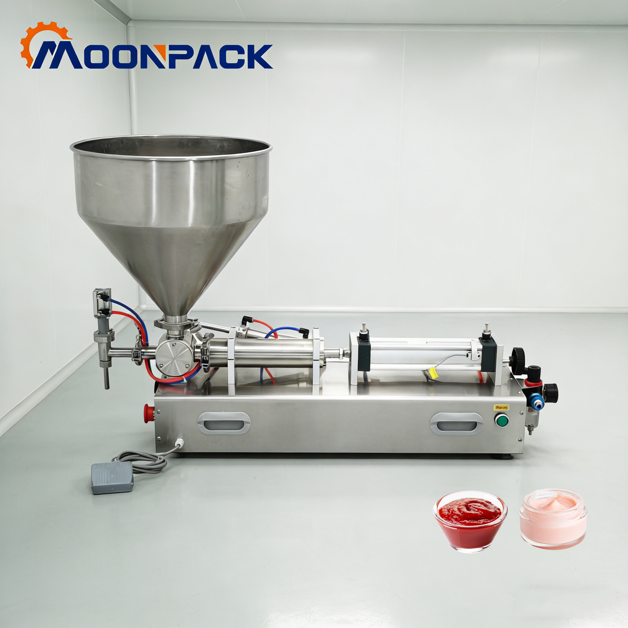 Moonpack G1WGD Filling Machine Horizontal Semi-Automatic Paste Piston Filler For Cream Lotion Sauce Bottle Jar Filling Machine