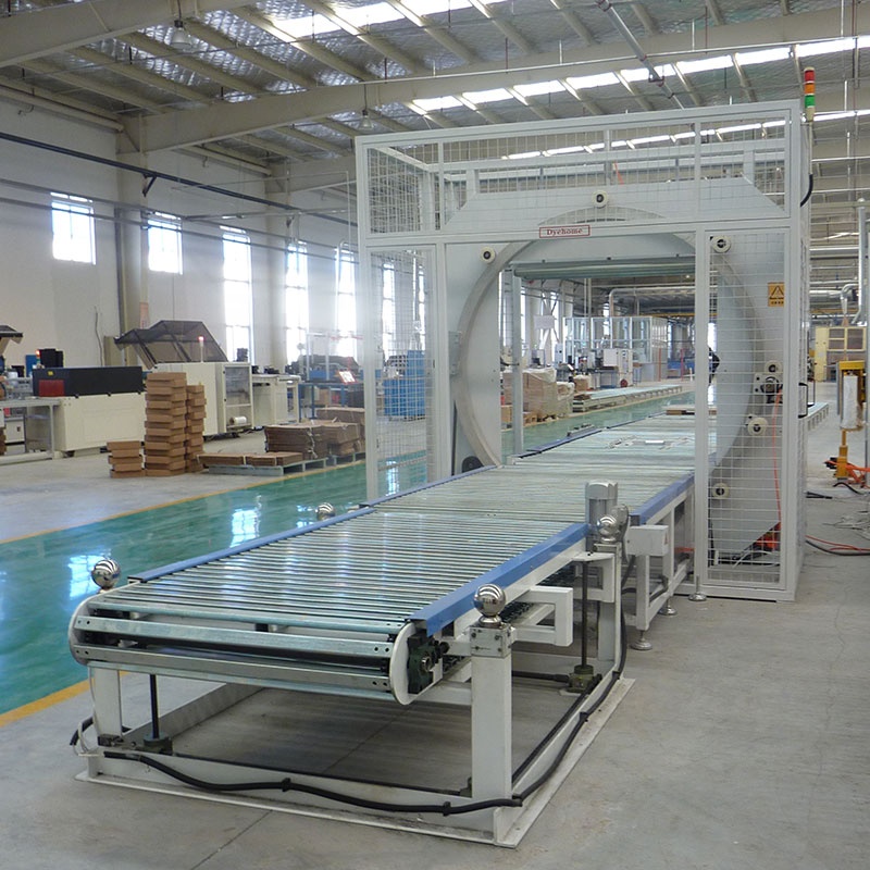 CE Certificated Automatic Horizontal Stretch Wrapper With Conveyor System Orbital Stretch Wrapping Machine