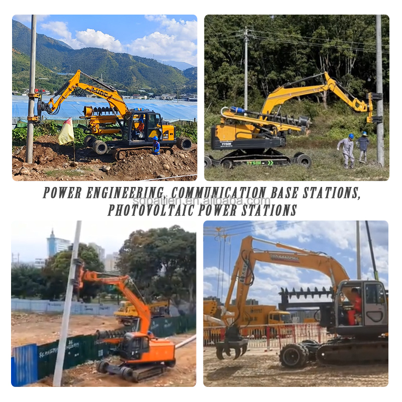 Efficient Pole Setting Machine with Digging, Hoisting Vertical Adjustment Hydraulic Electric Pole Drilling and Erecting Machine
