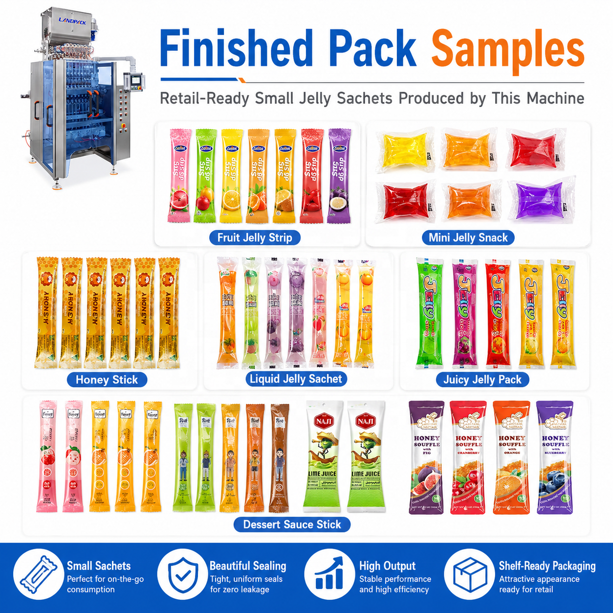 Automatic Multi Lane Liquid Jelly Sachet Stick Pack Filling Packaging Packing Machine