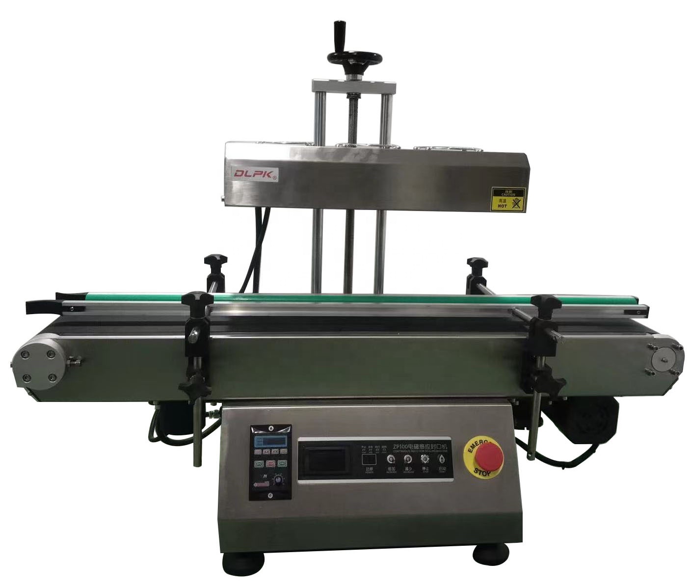 ZP-100 Electric Countertop Automatic Aluminum Foil Induction Sealing Machine for Beverage Cartons Wood Conveyor (20-160mm)