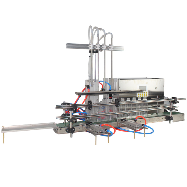 Milk Water Chemical Liquid Juice Soap Bleach Detergent Foam Glass Jar Bottling 4 Nozzles Automatic Liquid Filling Machine