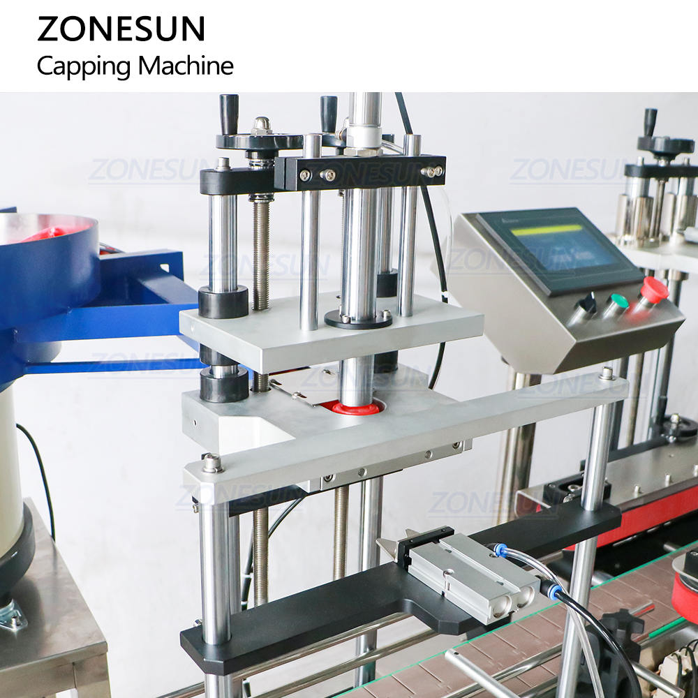 ZONESUN ZS-XG440H Automatic Jerry Can F-style Gallon Bottle Cap Screw Capping Machine With Cap Feeder