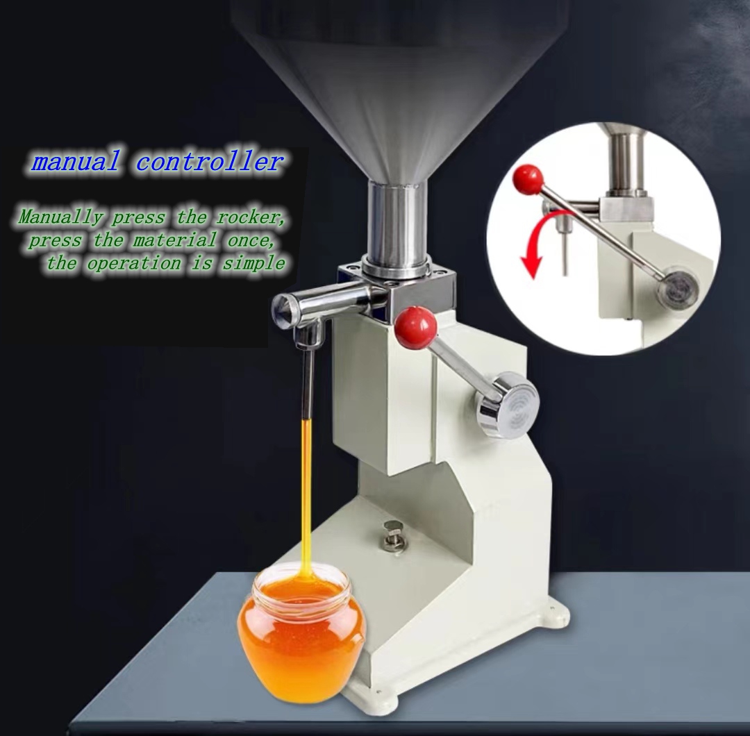 HIPAC A03 Piston Bottle Perfume Water Cosmetic Cream Oil Honey Liquid Paste Filling Machine Manual Filler