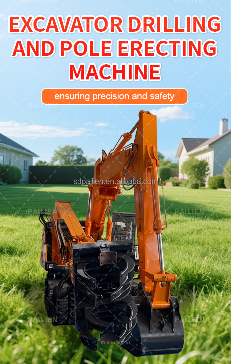 Utility Pole Drilling and Pole Erecting Machine