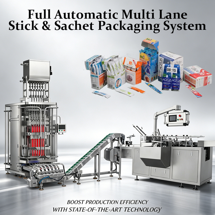Automatic Multi Lane Stick Box Packing Machine for 4 6 8 10 Lane Stick Sachet Packing Machine Stick Sachet Cartoning Machine