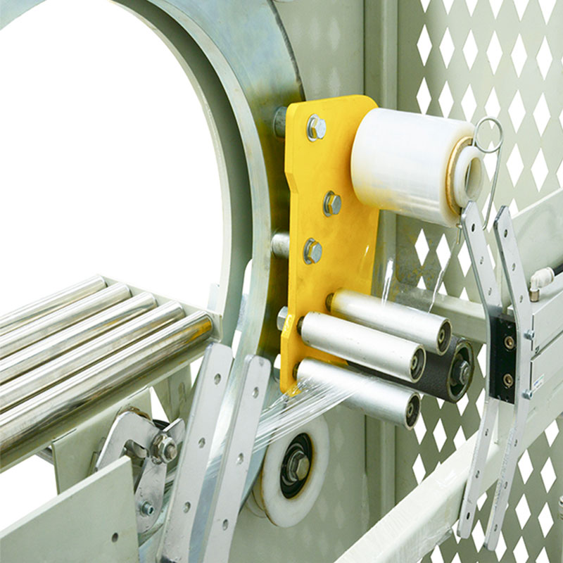 CE Certificated Automatic Horizontal Stretch Wrapper With Conveyor System Orbital Stretch Wrapping Machine