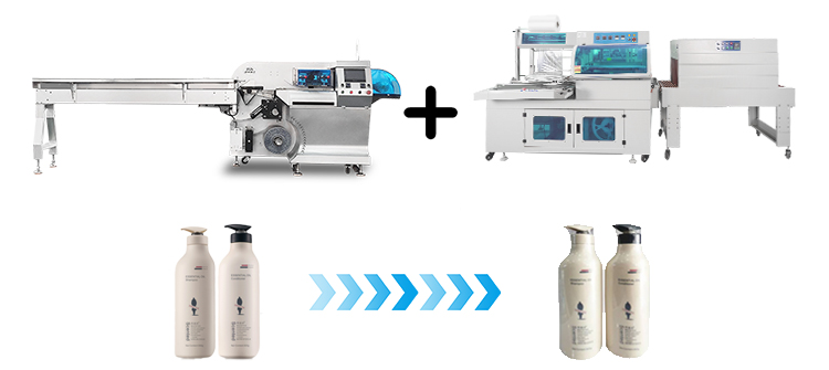 Pillow machine and heat shrink machine combination