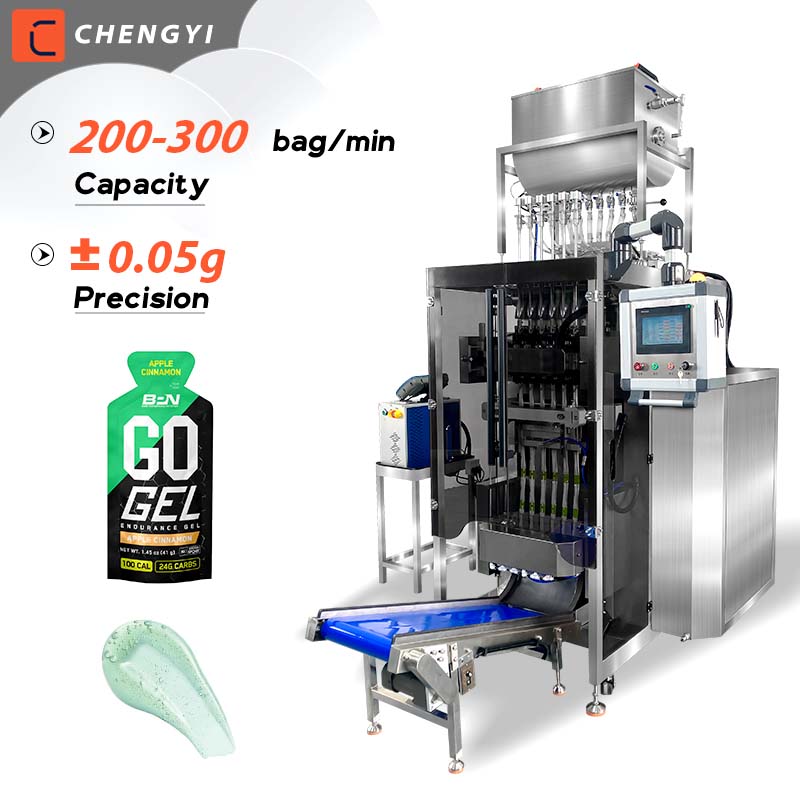 Automatic Multilane 10ml 30ml 40ml Irregular Shaped Liquid Supplement Stick Sachet Bag Sport Energy Gel Packing Machine