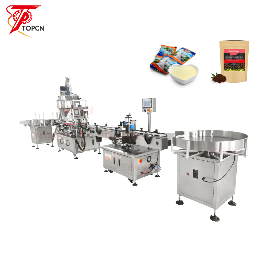 Auger Filler Spices Chili Coffee Milk Powder Jar Automatic Bottle Screw Powder Filling Machine Capping Labeling Packing Line