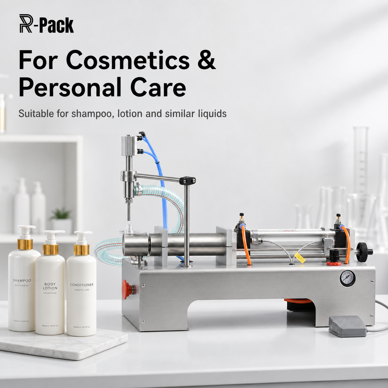 Single Head Piston Liquid Filling Machine 110V 220V 30-300ml &plusmn;0.5% Accuracy for Water Oil Juice Bottle DY-300