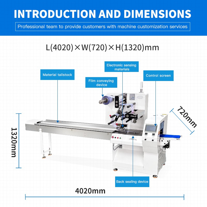 Automatic Horizontal Energy bar Chocolate bar Candy Packing Machine Flow Pack Wrapping Packing Machine