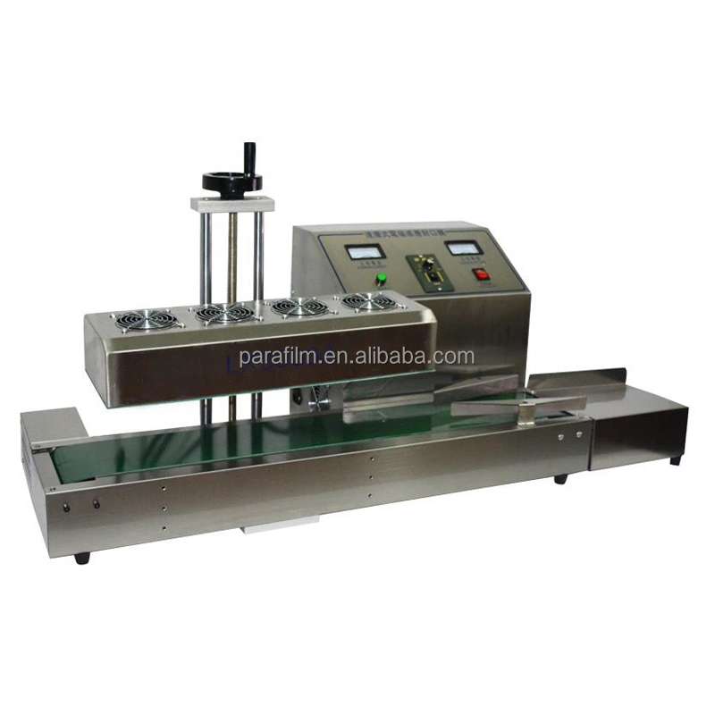 High Speed Automatic Plastic Round Bottle Capping Cans Continuous Induction Bottle Sealer Aluminum Foil Film Sealing Machine