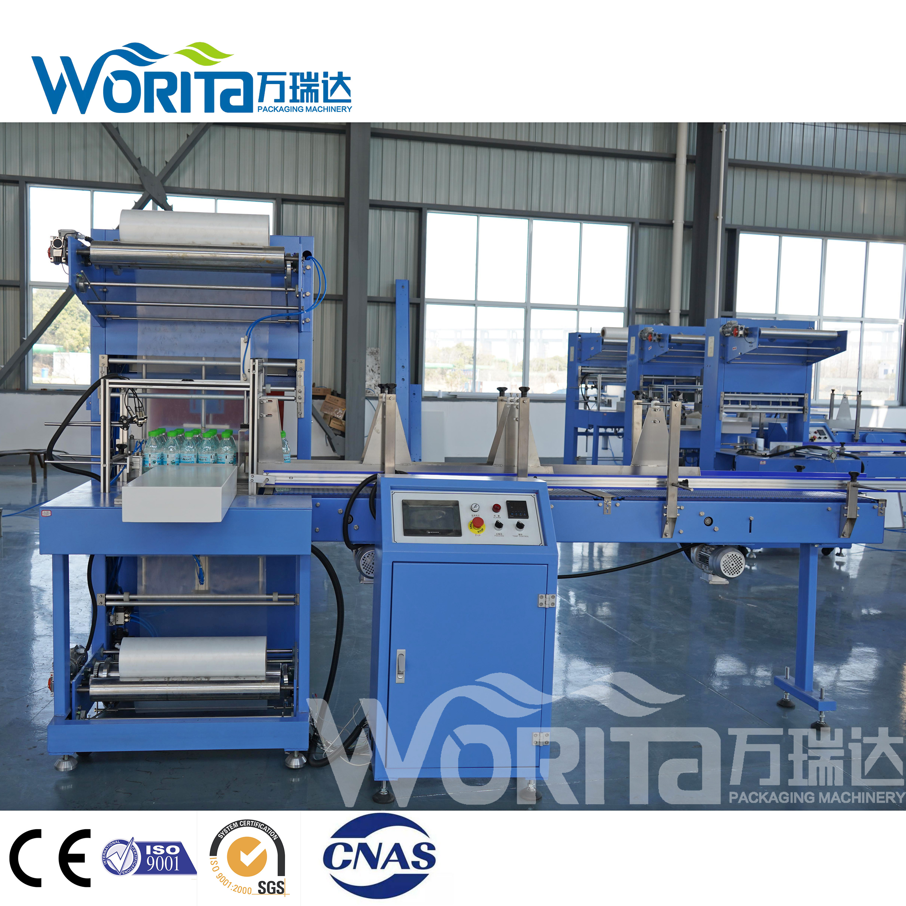 Automatic PE Film Shrink Wrapping Machinery Water Bottle Heat Tunnel Shrinking Wrapping Packaging Machine Manufacturer OEM ODM