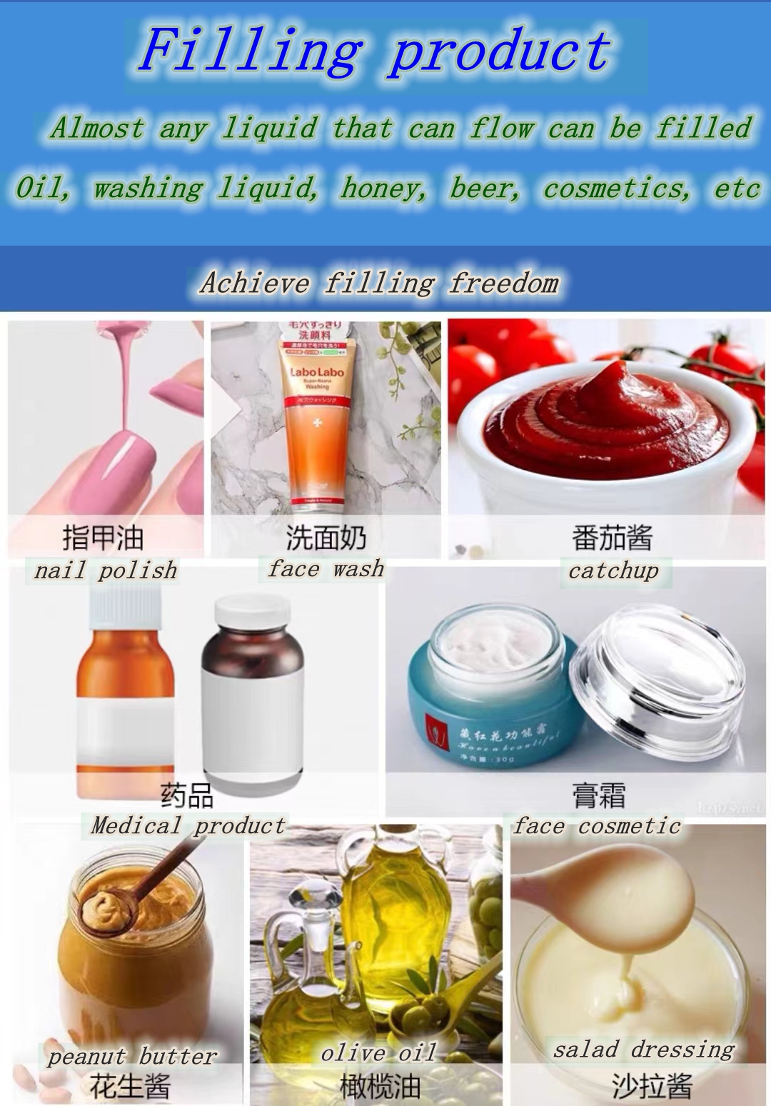 HIPAC A03 Manual Liquid Paste Filling Machine Factory Discount Olive Oil Honey Tomato Sauce Potato Sauce Milk Filling Machine