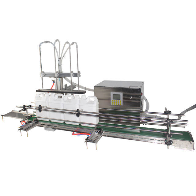 Automatic Portable 4 Head Four Nozzles Numerical Control Detergent Liquid Conveyor Belt Filling Machine Liquid Filling Line