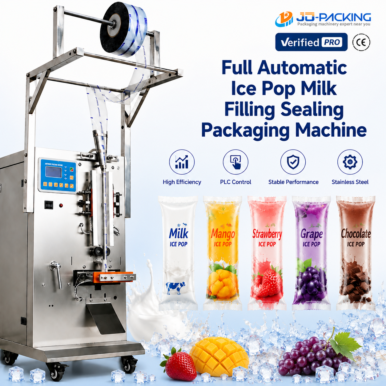 Small Automatic Commercial Juice Tube Ice Pop Cream Ice Lolly Popsicle Stick Filling Sealing Packaging Packing Machine Price