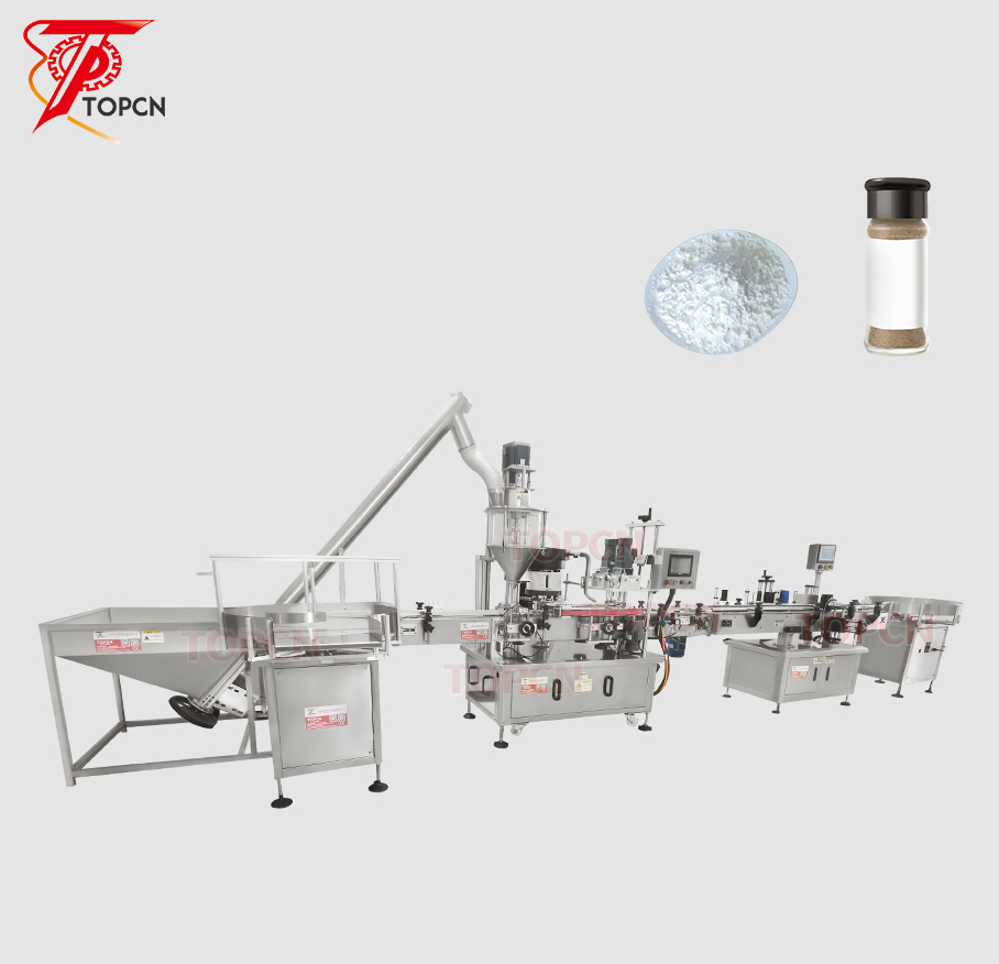 Auger Filler Spices Chili Coffee Milk Powder Jar Automatic Bottle Screw Powder Filling Machine Capping Labeling Packing Line