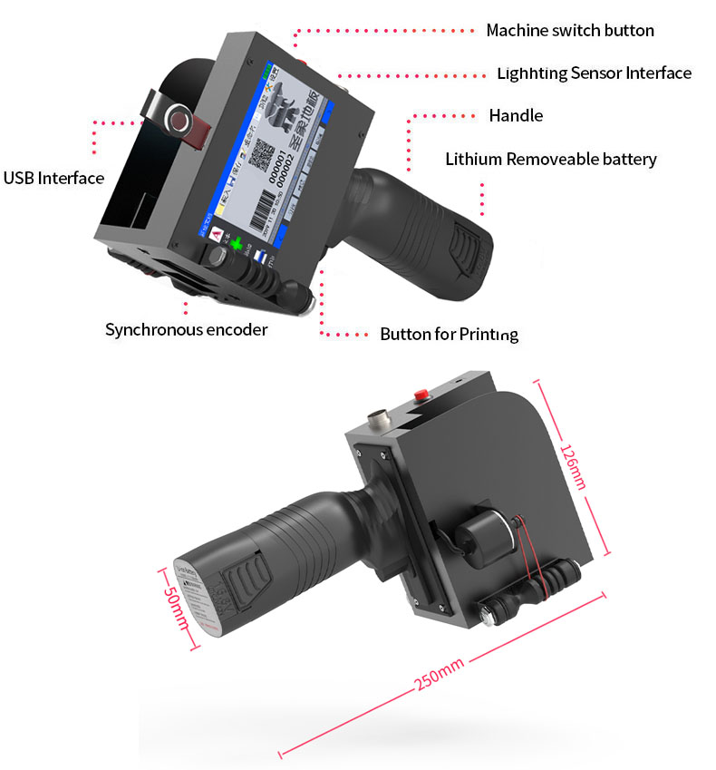 Multi Language Expiry Date Coding Machine 50mm USB Thermal Inkjet Printer