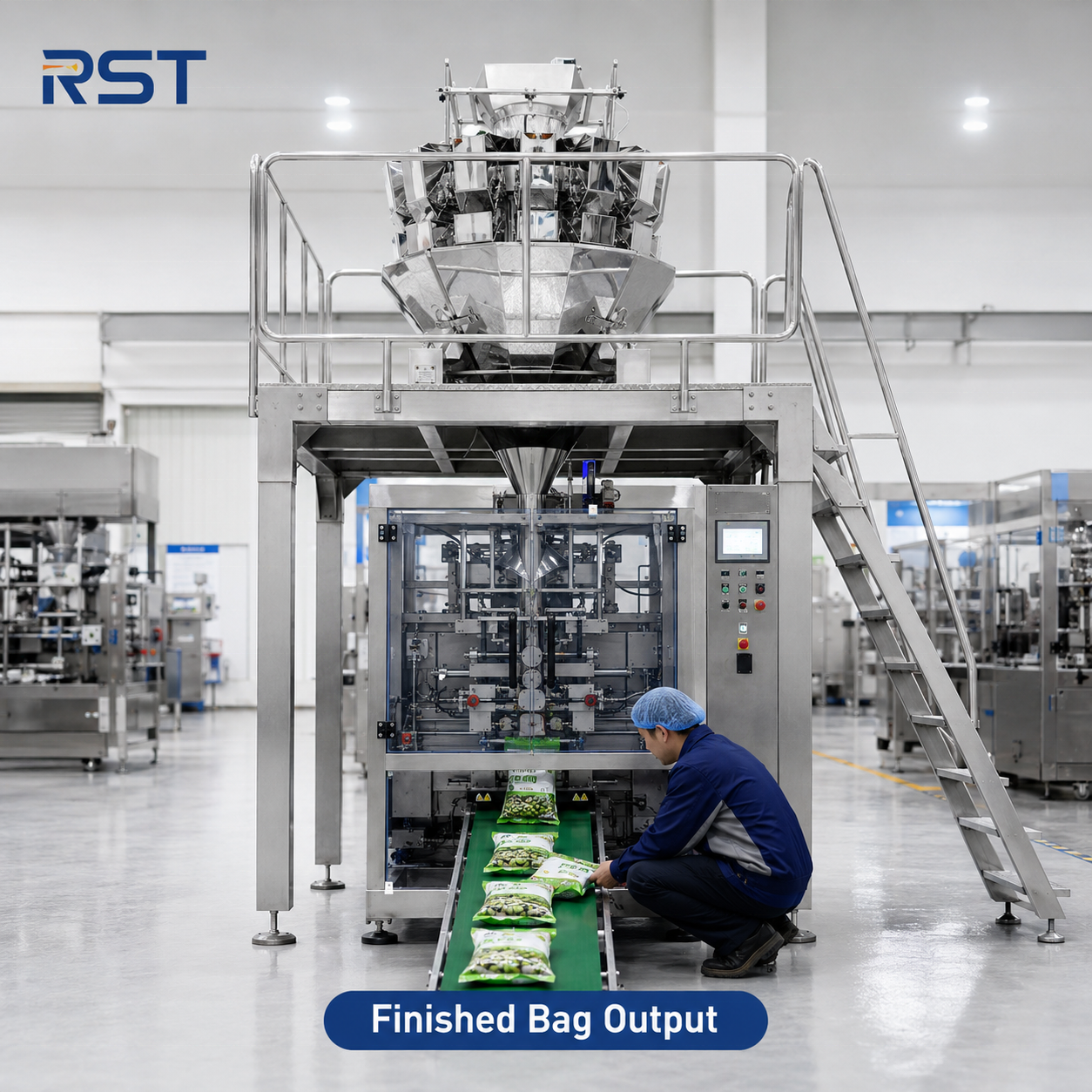 VFFS Vertical Form Fill Seal Packing Machine for Powder Granules Rice Seeds Feed