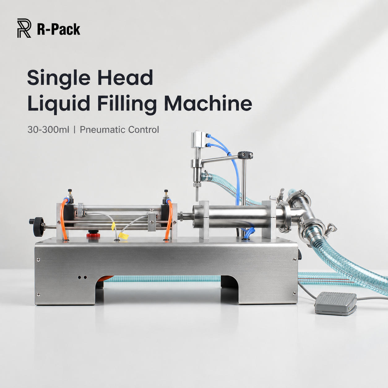Single Head Piston Liquid Filling Machine 110V 220V 30-300ml 10-30 Bottles/Min &plusmn;0.5% Accuracy For Water Oil Juice Bottle DY-300