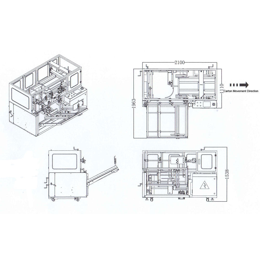 Cartoon Automatic Folding Closing Taping Machine for Erecting Boxes for Food and Chemical Packaging Case Pouch Applications