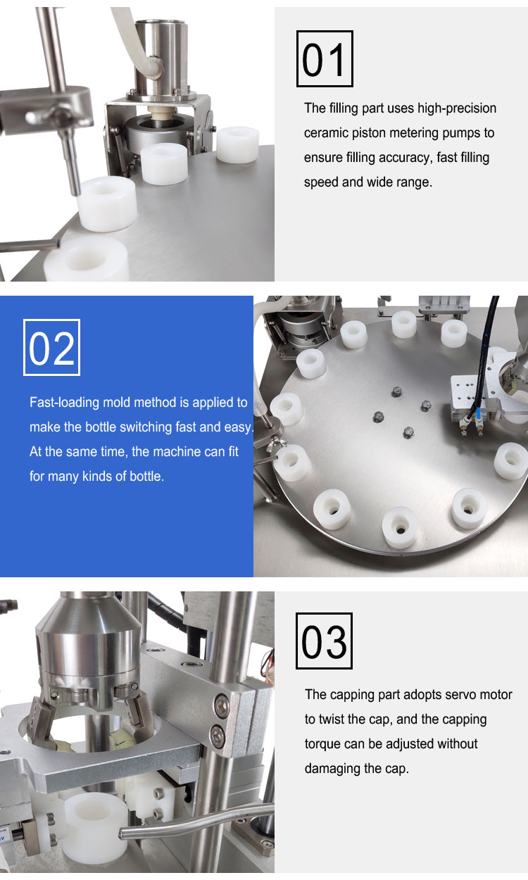 Semi-Automatic Desktop Essential Oil Filling Machine with Ceramic Piston Pump for Small-Batch Roll-On Vial Pouch Barrel Filling