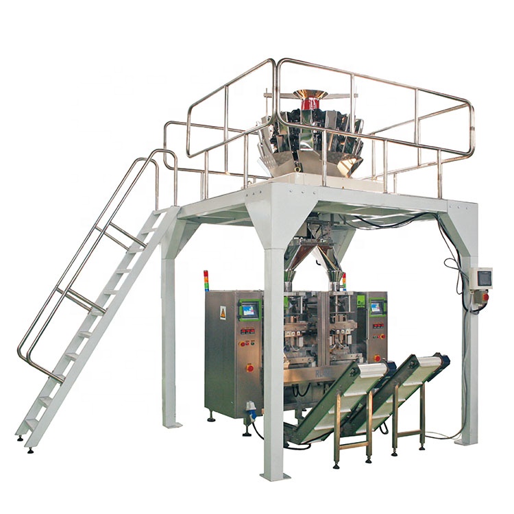 RL422 Automatic Twin Pouch Packing Machine Multi-function Granular Chips Nuts Vertical Form Fill Seal Packaging