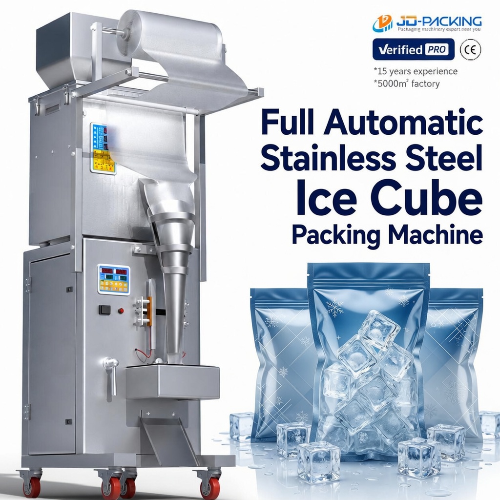 Stainless Steel Automatic Industrial Ice Cube Bagging Packing Packaging Machine For Plastic Bags Sachet Price