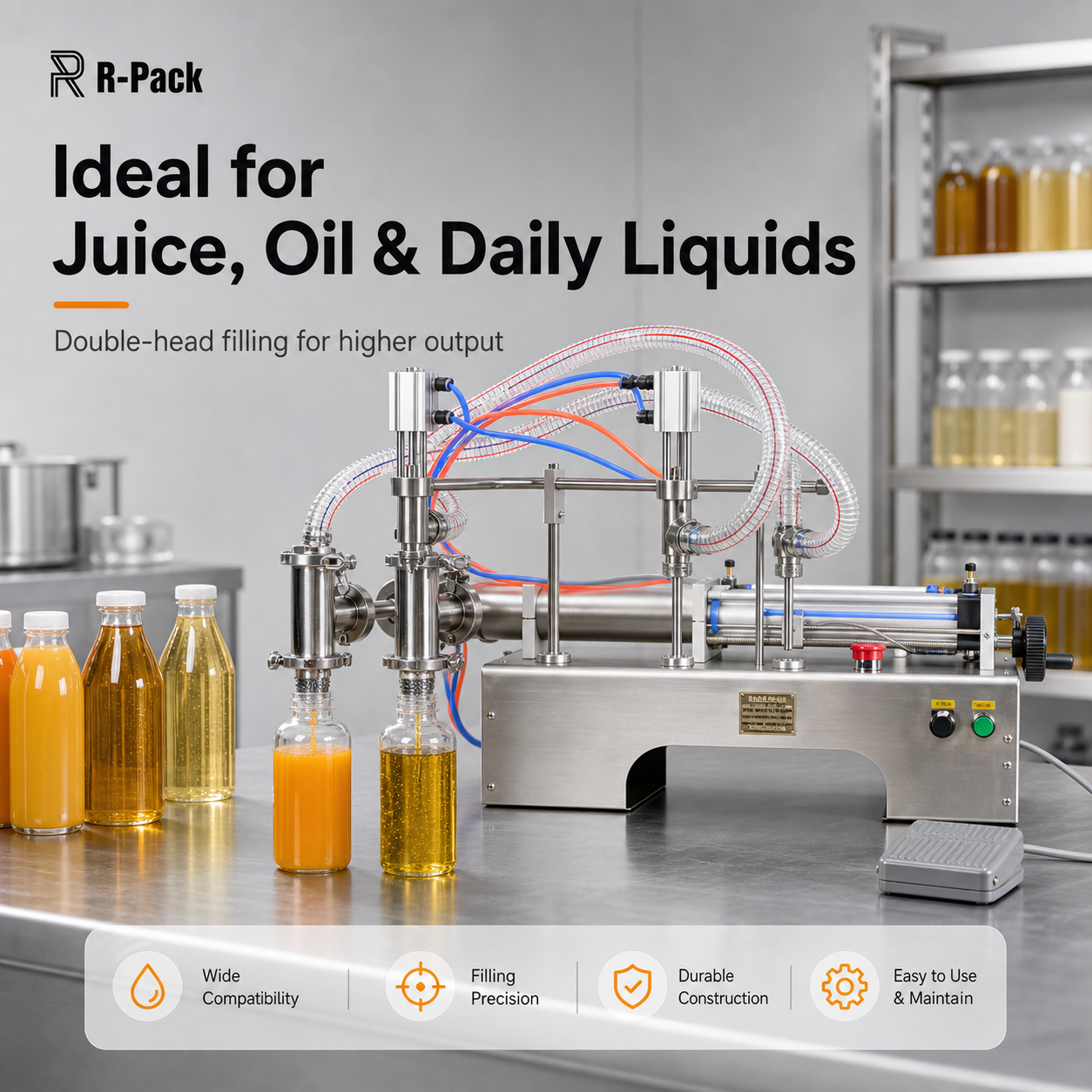 Single Head Piston Liquid Filling Machine Scene 2