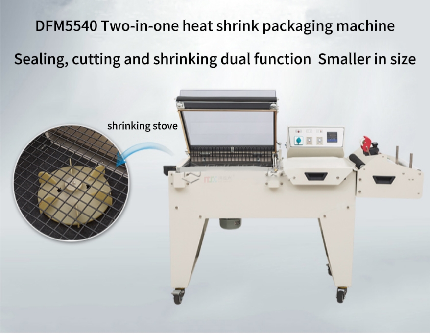 Semi Automatic DFM5540 2 in 1 Wrapper Tunnel Design Plastic Heat Tunnel Shrink Wrapping Machine