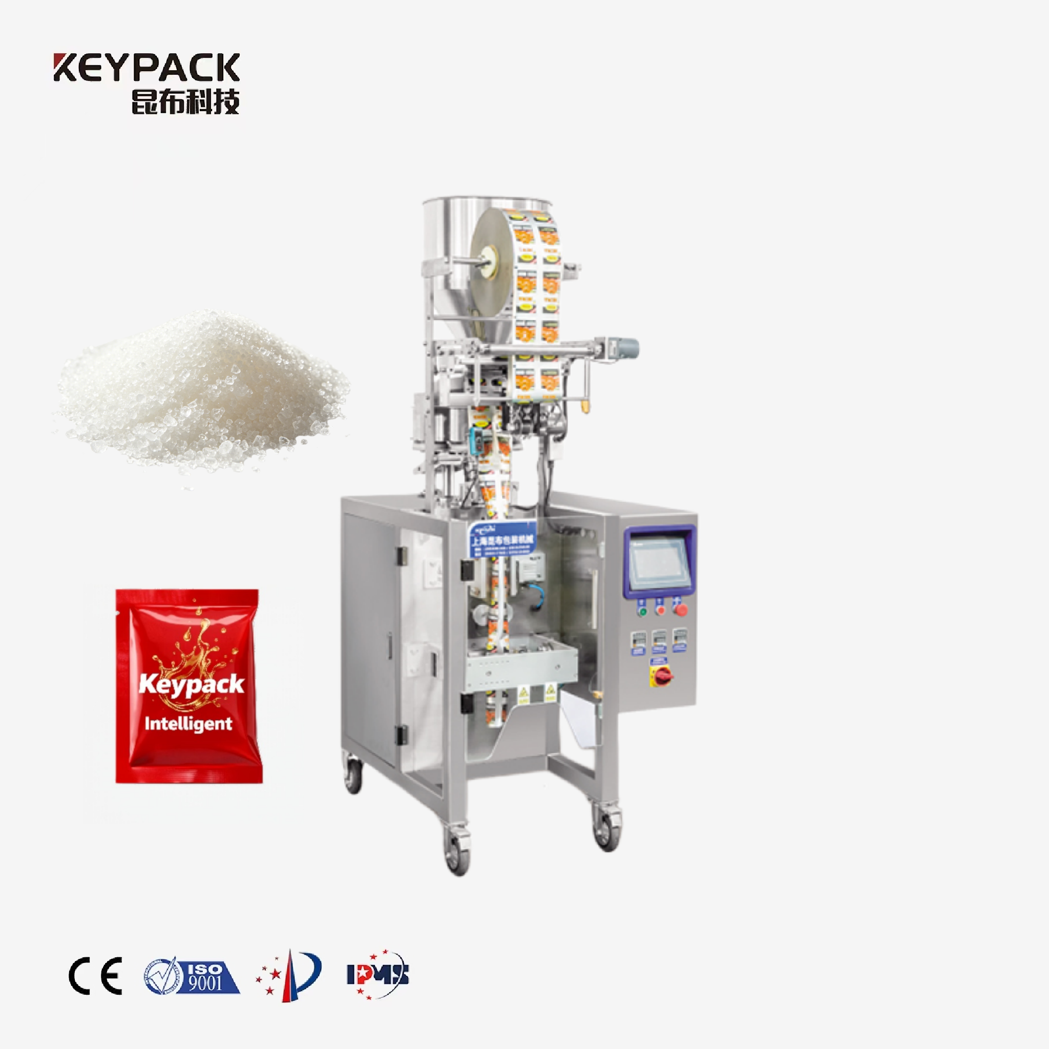 KL-300K Multi-Lane PLC Motor Keypack Intelligent Electric Automatic Eco-Friendly High Safety Plastic Pouch Machine Food Sachets
