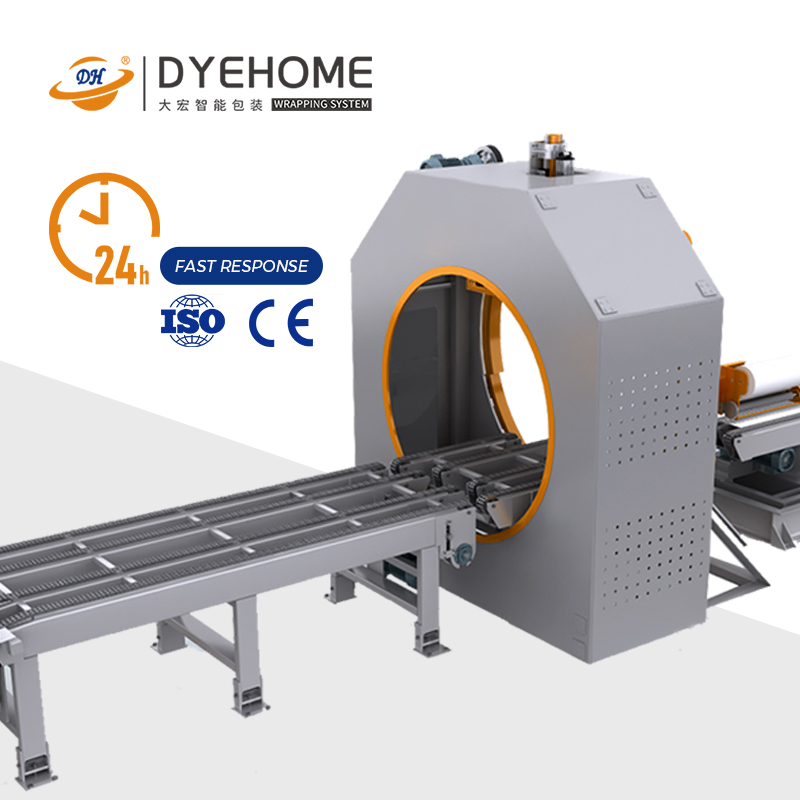 CE Certificated Automatic Horizontal Stretch Wrapper With Conveyor System Orbital Stretch Wrapping Machine