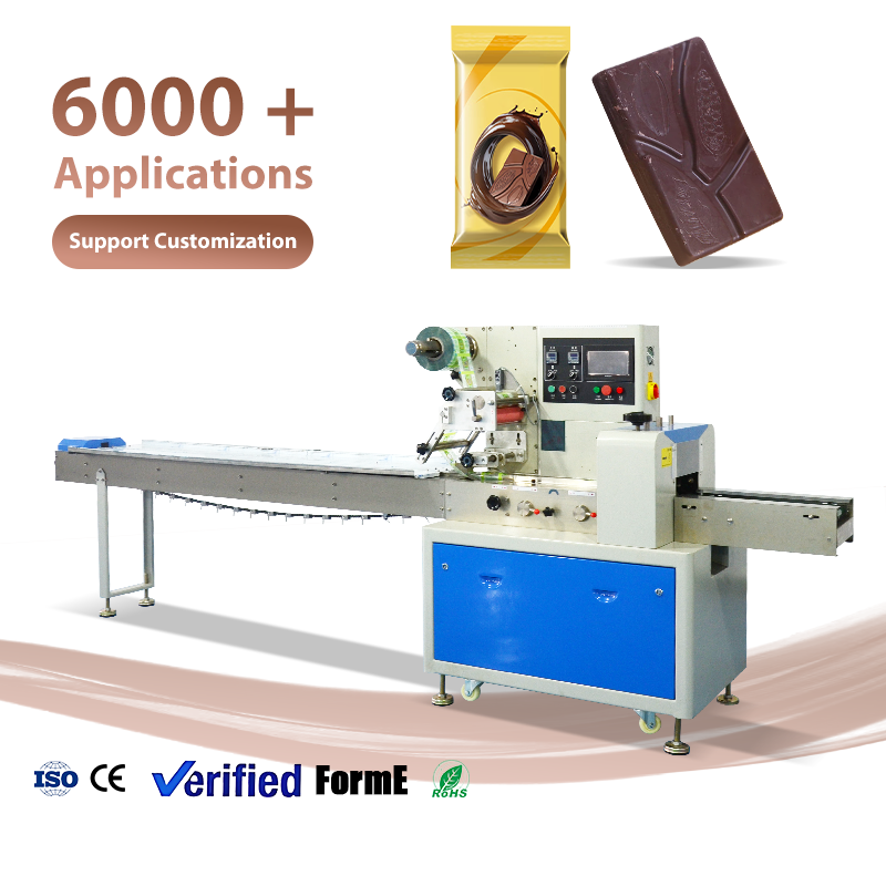 High Speed Automatic Horizontal Wrapping Flowing Pack Chocolate Protein Bar Cookie Pillow Packaging Wrapping Machine