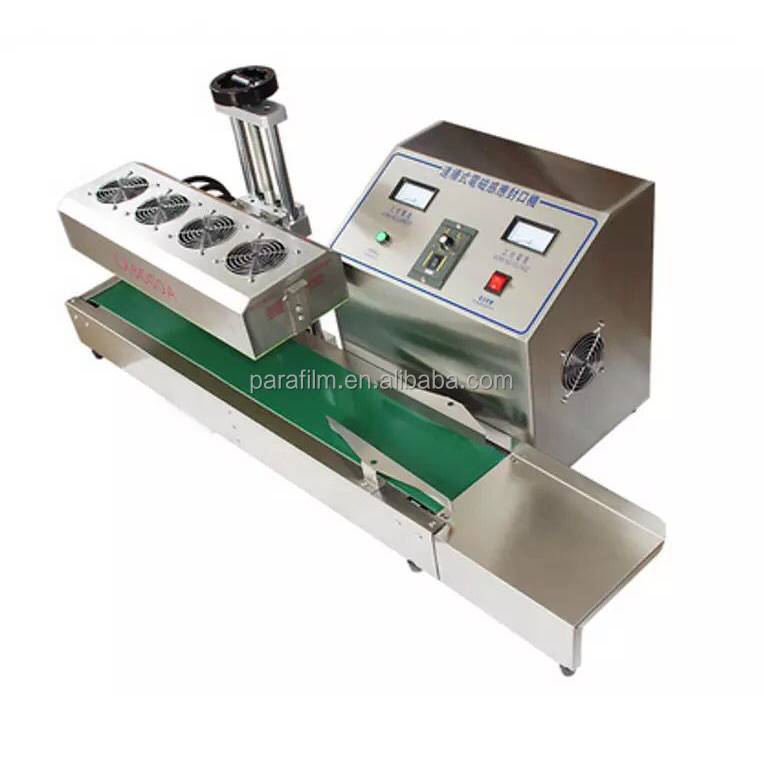 High Speed Automatic Plastic Round Bottle Capping Cans Continuous Induction Bottle Sealer Aluminum Foil Film Sealing Machine