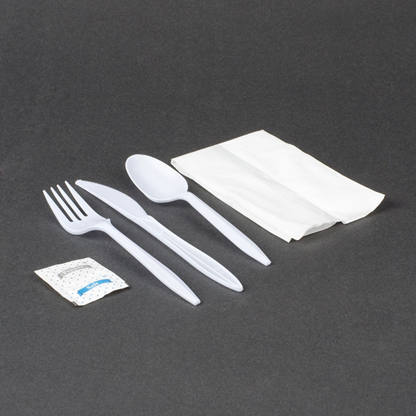 Adjustable Mixed Cutlery Flow Wrap Machine For Plastic Wooden Biodegradable Spoon Fork Knife With Napkin Toothpick Salt Pepper