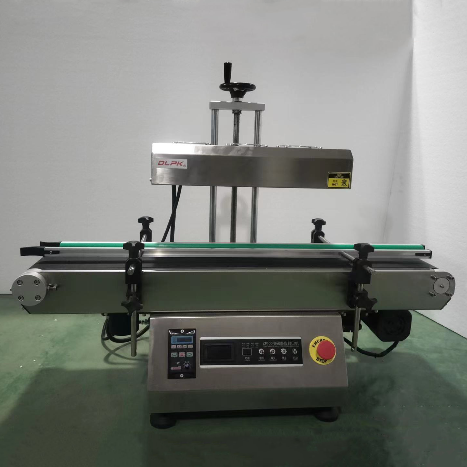 ZP-100 Electric Countertop Automatic Aluminum Foil Induction Sealing Machine for Beverage Cartons Wood Conveyor (20-160mm)