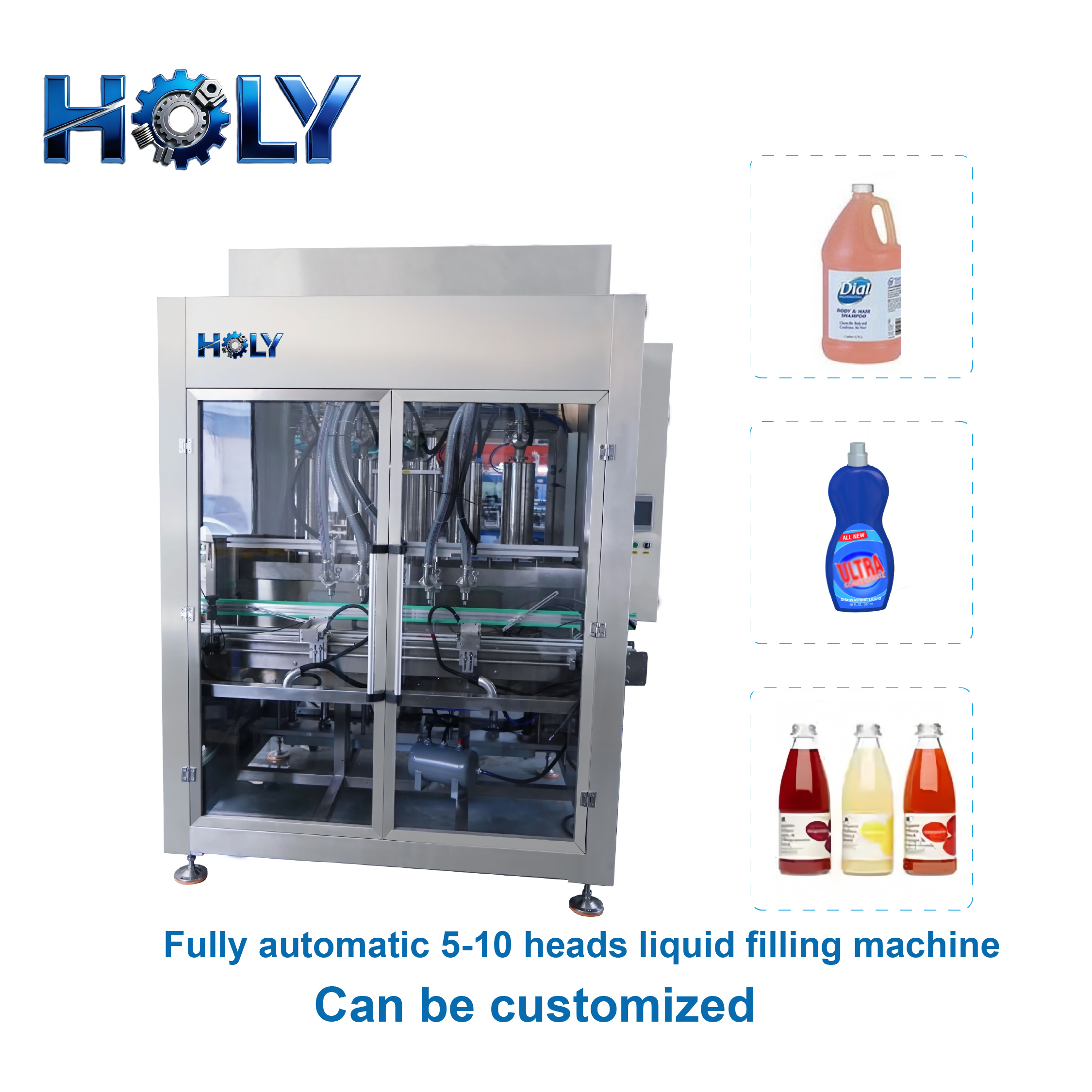 Holy High Precision Automatic 4 Nozzles Servo Piston Chemical Filling Machine
